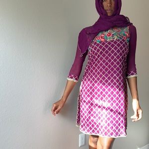 Purple embroidered dress